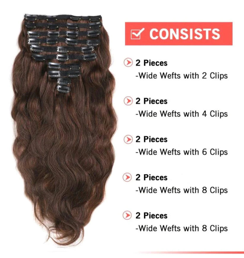 Brown wave clip-in